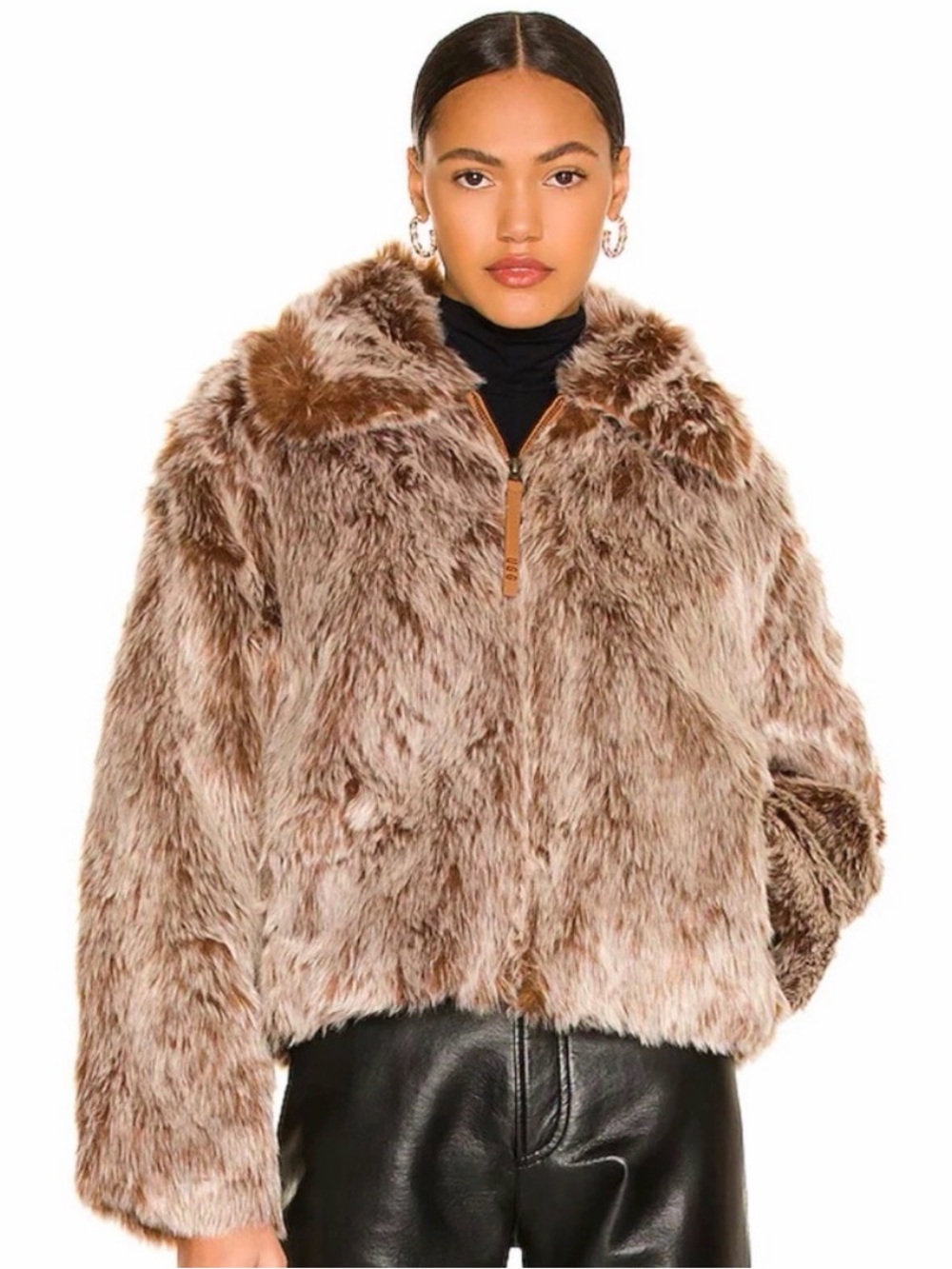 UGG Kali Faux Fur Kali Jacket in 'Beachwood' Size L Mob Wife Rockstar GF